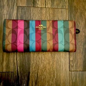 Slim Wallet In Signature Canvas With Stripe Print